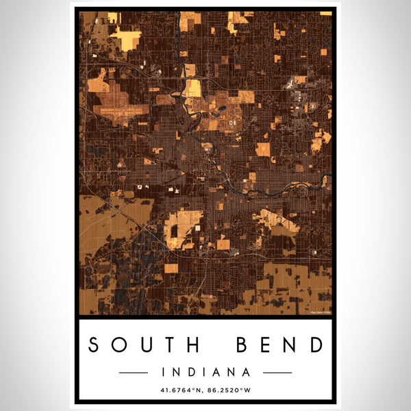 South Bend - Indiana Map Print in Ember