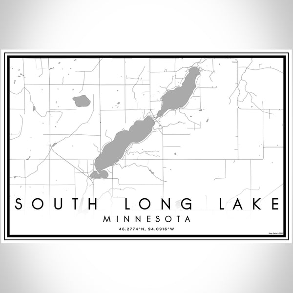 South Long Lake Minnesota Map Print Landscape Orientation in Classic Style With Shaded Background