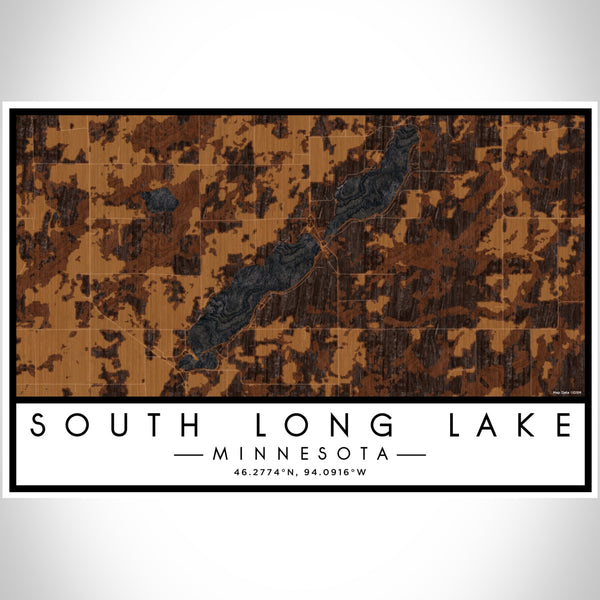 South Long Lake Minnesota Map Print Landscape Orientation in Ember Style With Shaded Background