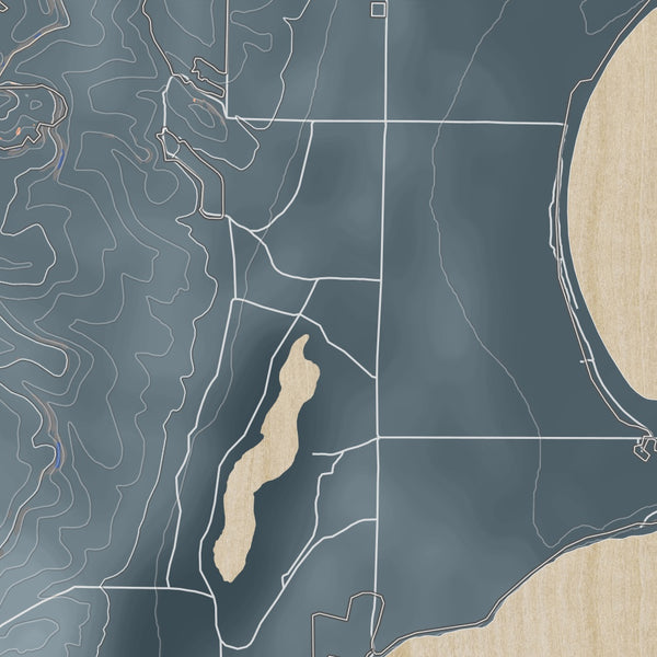 South Manitou Island Michigan Map Print in Afternoon Style Zoomed In Close Up Showing Details