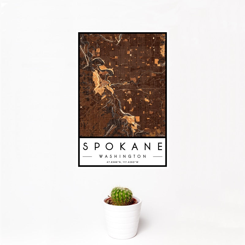 Spokane - Washington Map Print in Ember