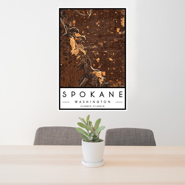 Spokane - Washington Map Print in Ember