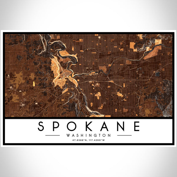 Spokane - Washington Map Print in Ember