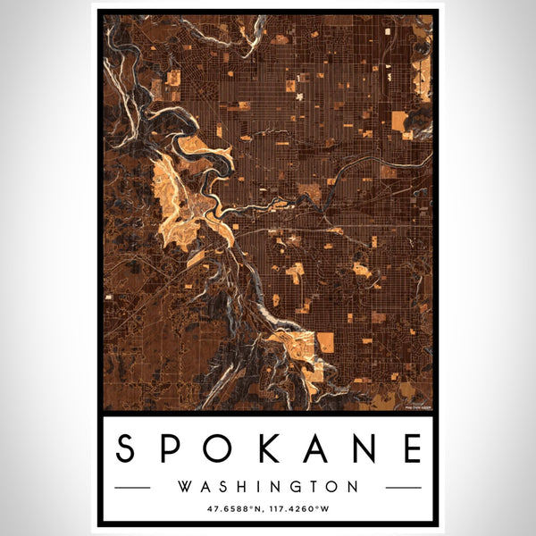 Spokane - Washington Map Print in Ember