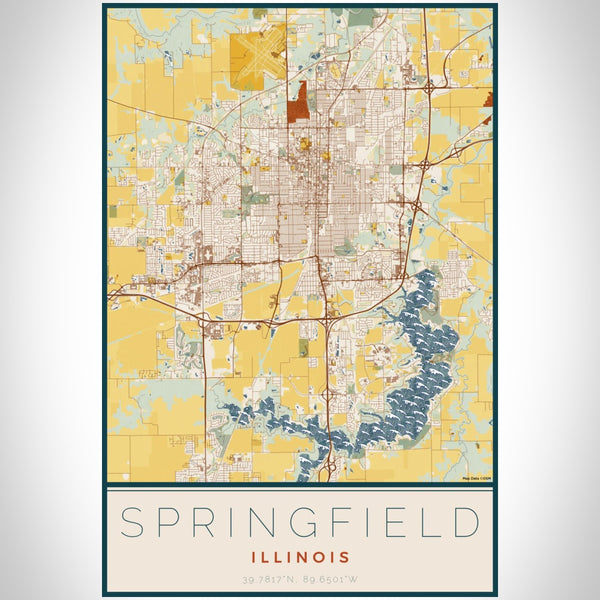 Springfield - Illinois Map Print in Woodblock