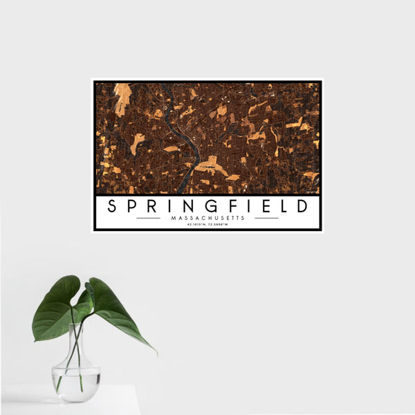 Springfield - Massachusetts Map Print in Ember