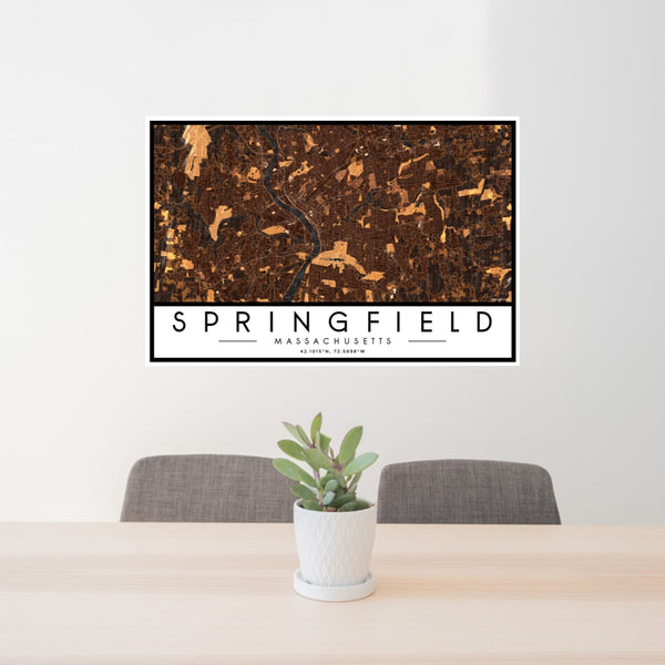Springfield - Massachusetts Map Print in Ember