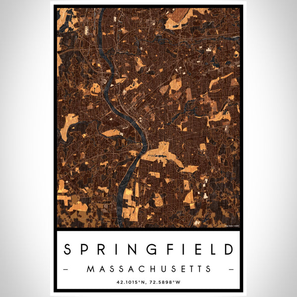 Springfield - Massachusetts Map Print in Ember