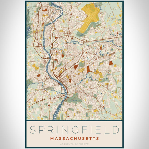 Springfield - Massachusetts Map Print in Woodblock
