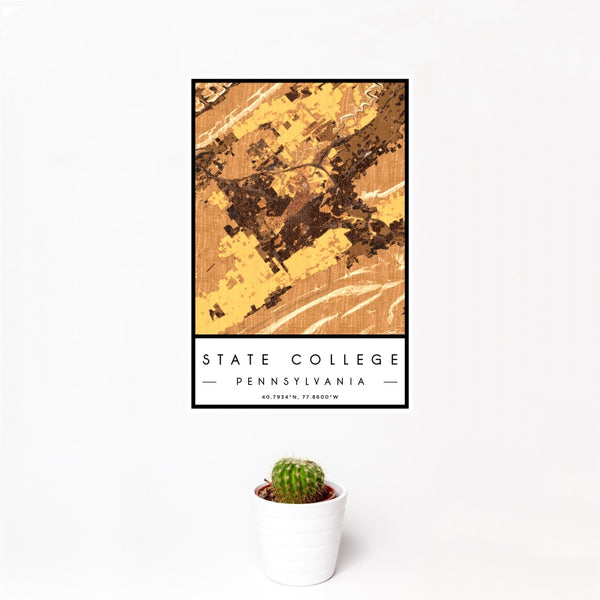 State College - Pennsylvania Map Print in Ember