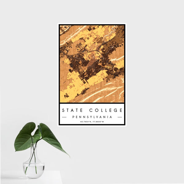 State College - Pennsylvania Map Print in Ember
