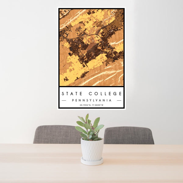 State College - Pennsylvania Map Print in Ember