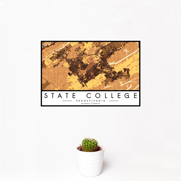 State College - Pennsylvania Map Print in Ember