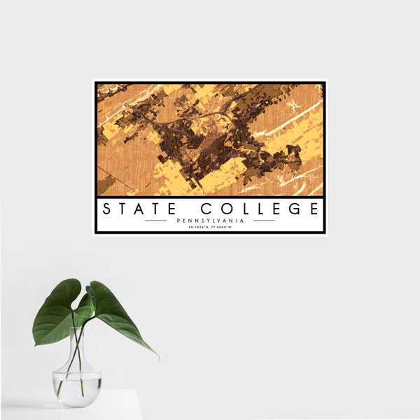 State College - Pennsylvania Map Print in Ember