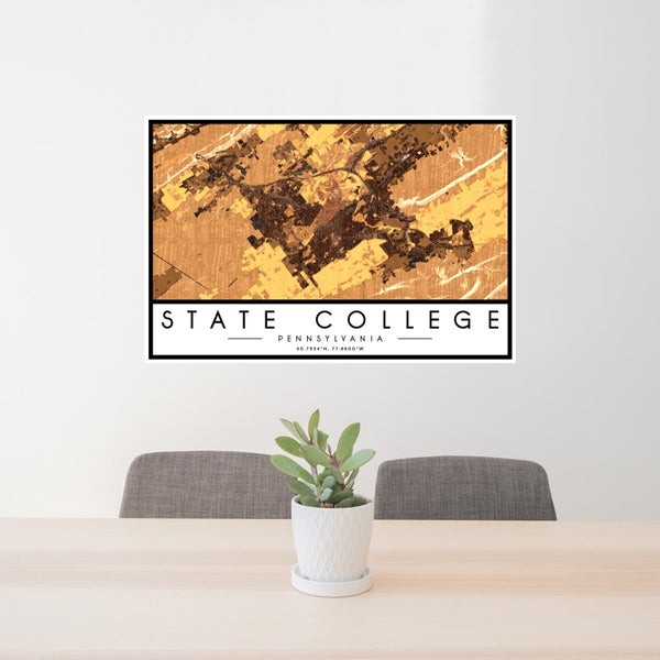 State College - Pennsylvania Map Print in Ember