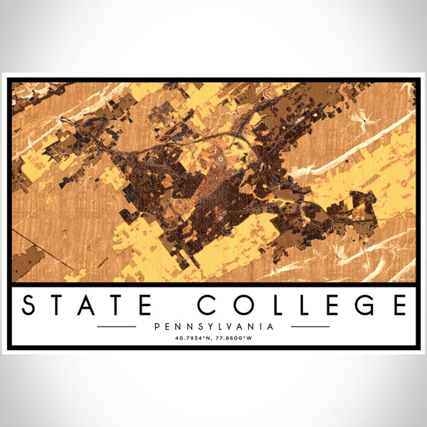 State College - Pennsylvania Map Print in Ember