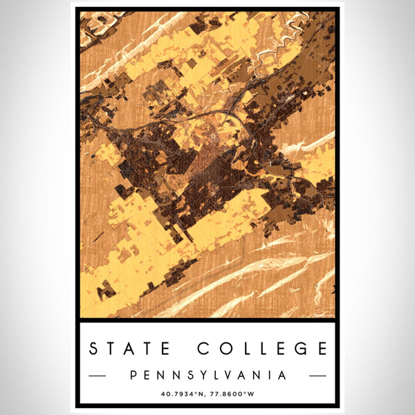 State College - Pennsylvania Map Print in Ember