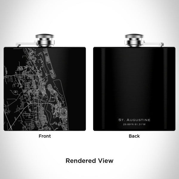 St. Augustine - Florida Map Hip Flask in Matte Black