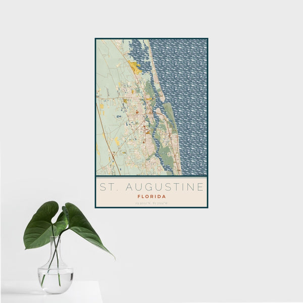 St. Augustine - Florida Map Print in Woodblock