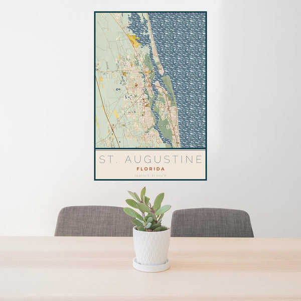 St. Augustine - Florida Map Print in Woodblock