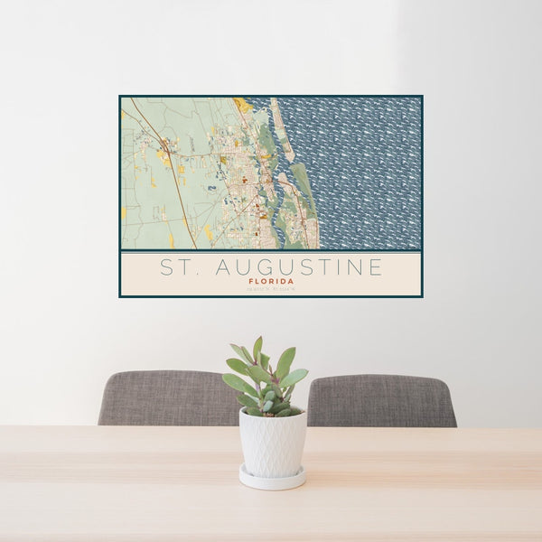 St. Augustine - Florida Map Print in Woodblock