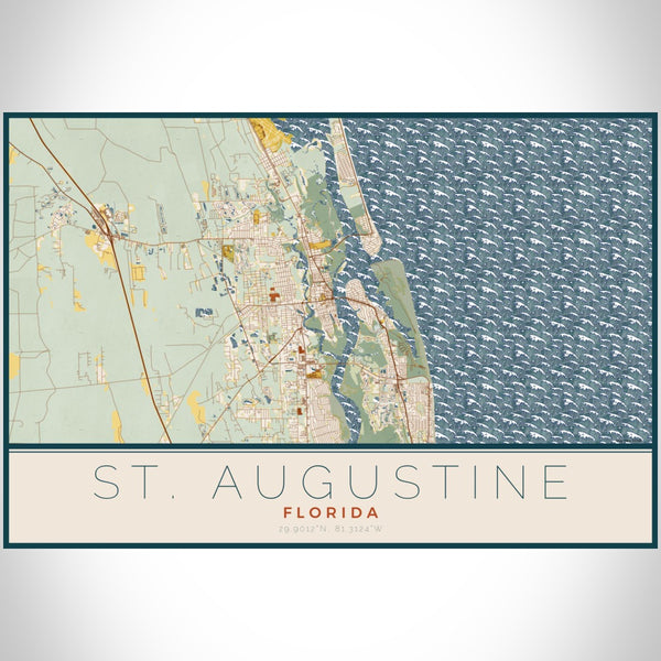 St. Augustine - Florida Map Print in Woodblock