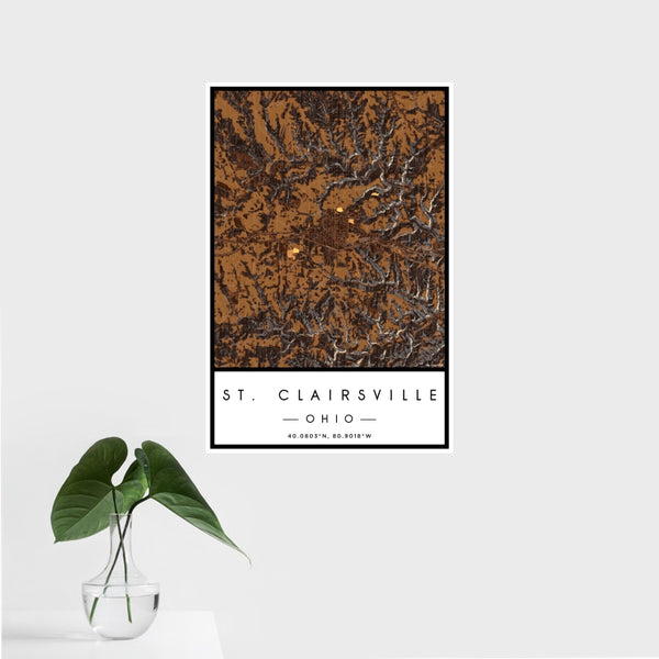St. Clairsville - Ohio Map Print in Ember