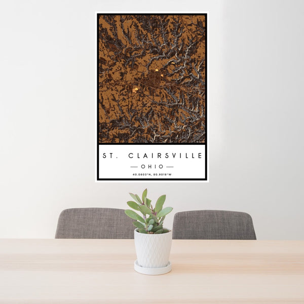 St. Clairsville - Ohio Map Print in Ember