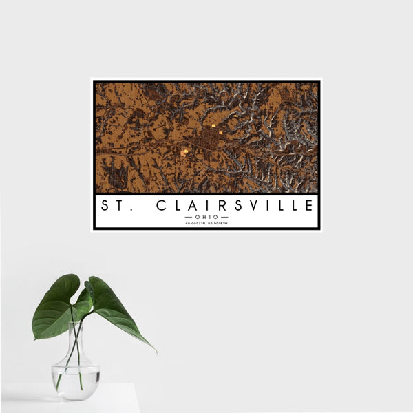 St. Clairsville - Ohio Map Print in Ember