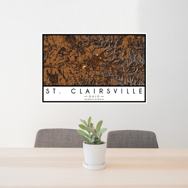 St. Clairsville - Ohio Map Print in Ember