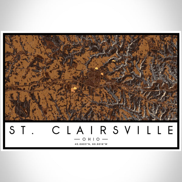 St. Clairsville - Ohio Map Print in Ember