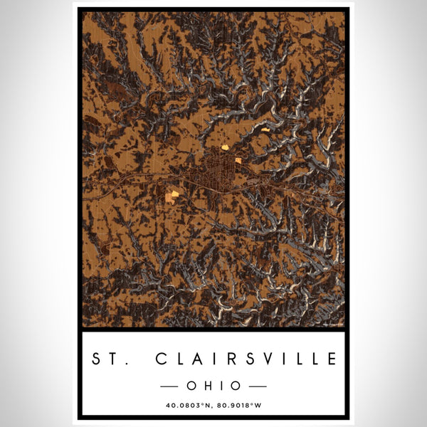 St. Clairsville - Ohio Map Print in Ember