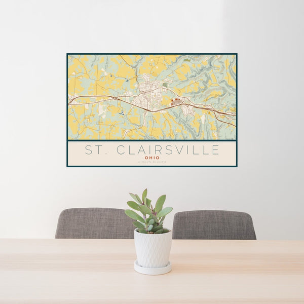 St. Clairsville - Ohio Map Print in Woodblock