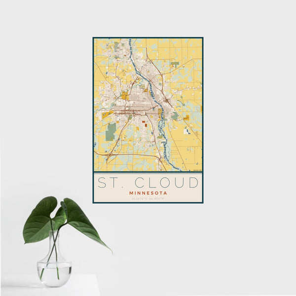 St. Cloud - Minnesota Map Print in Woodblock
