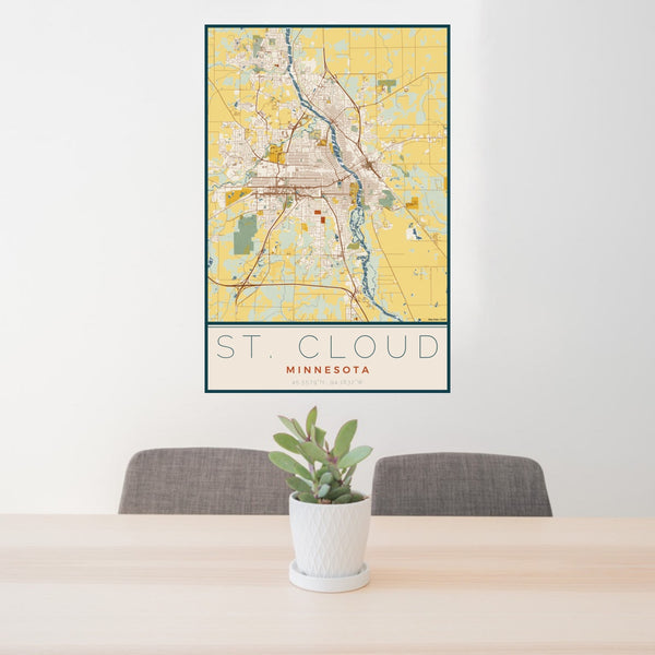St. Cloud - Minnesota Map Print in Woodblock