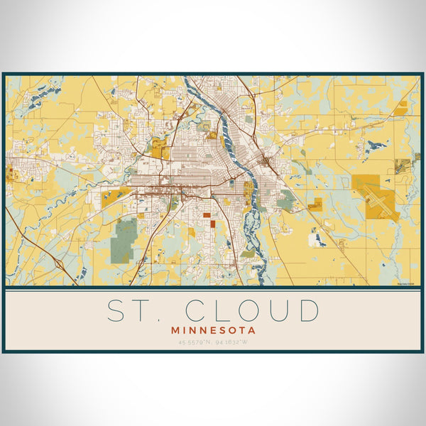St. Cloud - Minnesota Map Print in Woodblock