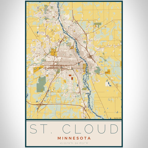 St. Cloud - Minnesota Map Print in Woodblock