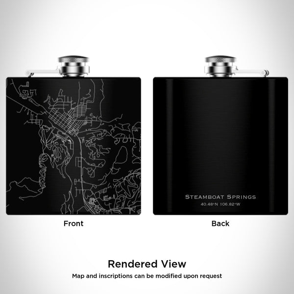 Steamboat Springs - Colorado Map Hip Flask in Matte Black