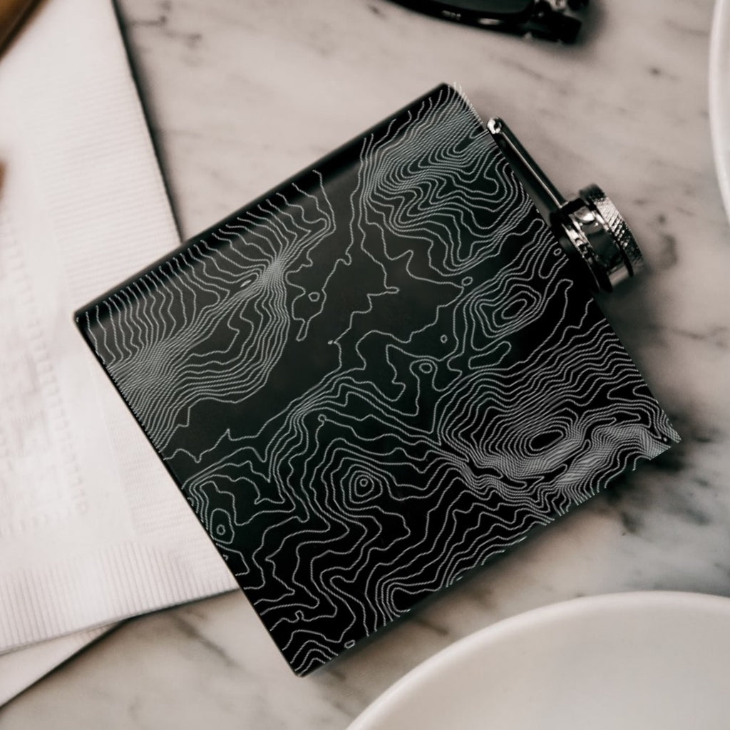 Steamboat Springs Colorado Custom Engraved City Map Inscription Coordinates on 6oz Stainless Steel Flask in Black