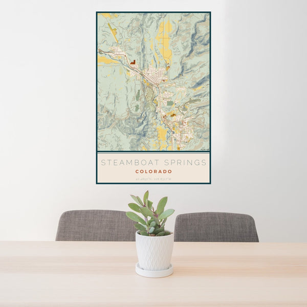 Steamboat Springs - Colorado Map Print in Woodblock