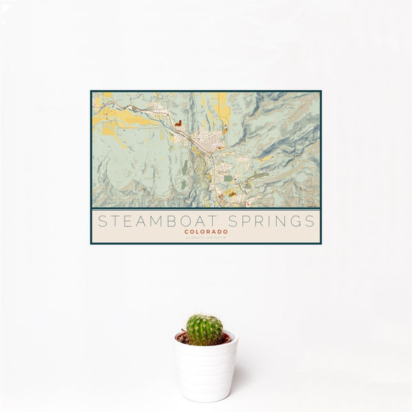 Steamboat Springs - Colorado Map Print in Woodblock