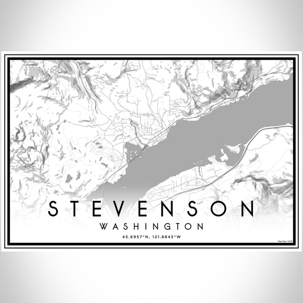 Stevenson Washington Map Print Landscape Orientation in Classic Style With Shaded Background
