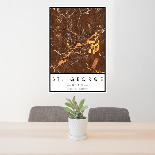 St. George - Utah Map Print in Ember