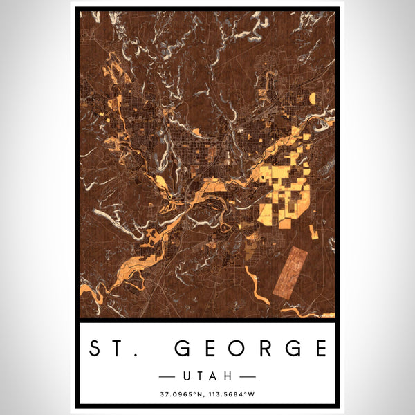St. George - Utah Map Print in Ember