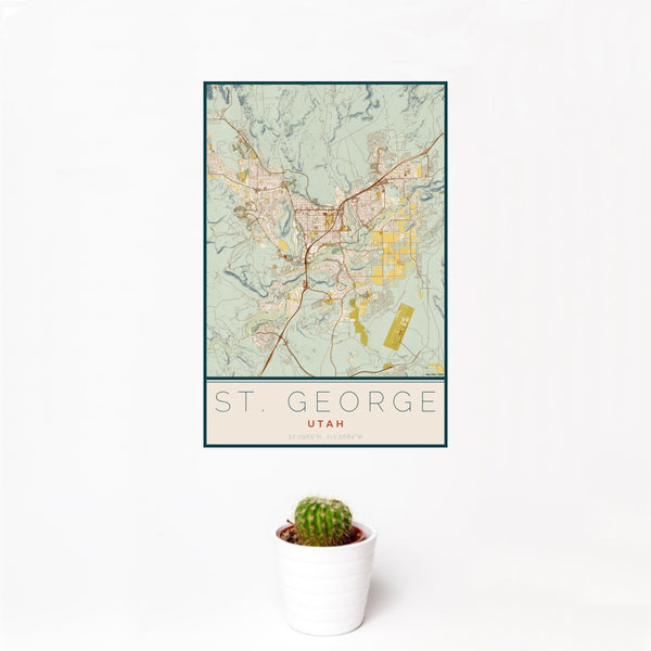 St. George - Utah Map Print in Woodblock