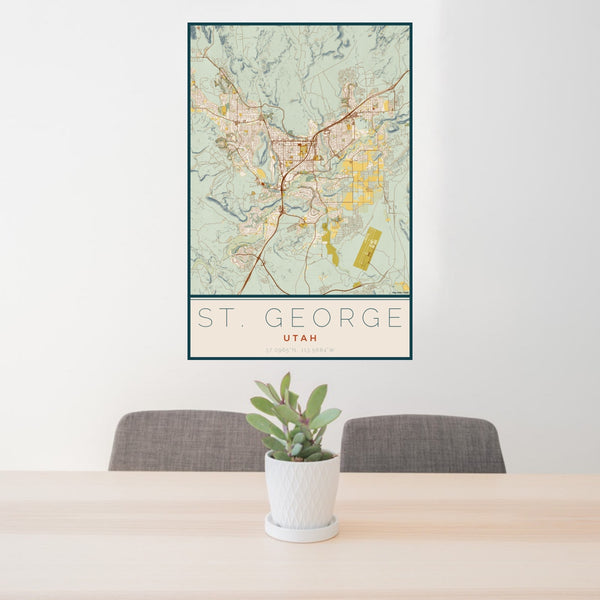 St. George - Utah Map Print in Woodblock