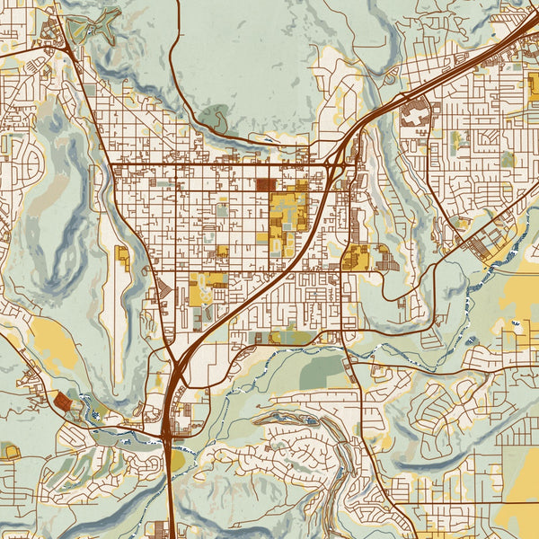 St. George - Utah Map Print in Woodblock