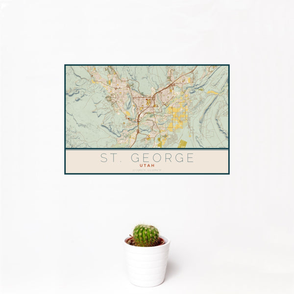 St. George - Utah Map Print in Woodblock