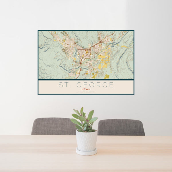 St. George - Utah Map Print in Woodblock