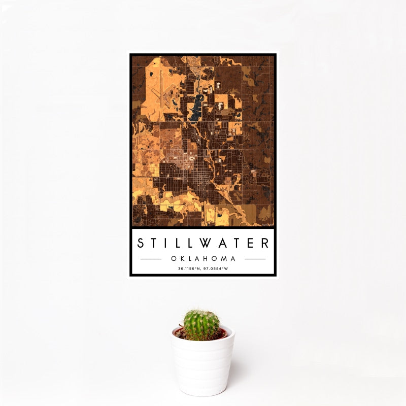 Stillwater - Oklahoma Map Print in Ember